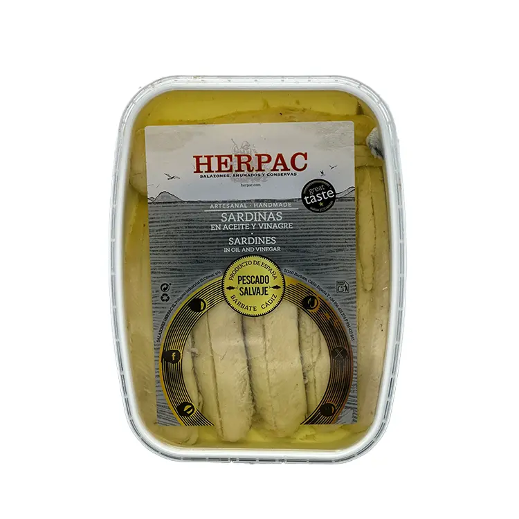 Herpac, Sardinas en aceite y vinagre (in olijfolie en azijn) 150 g