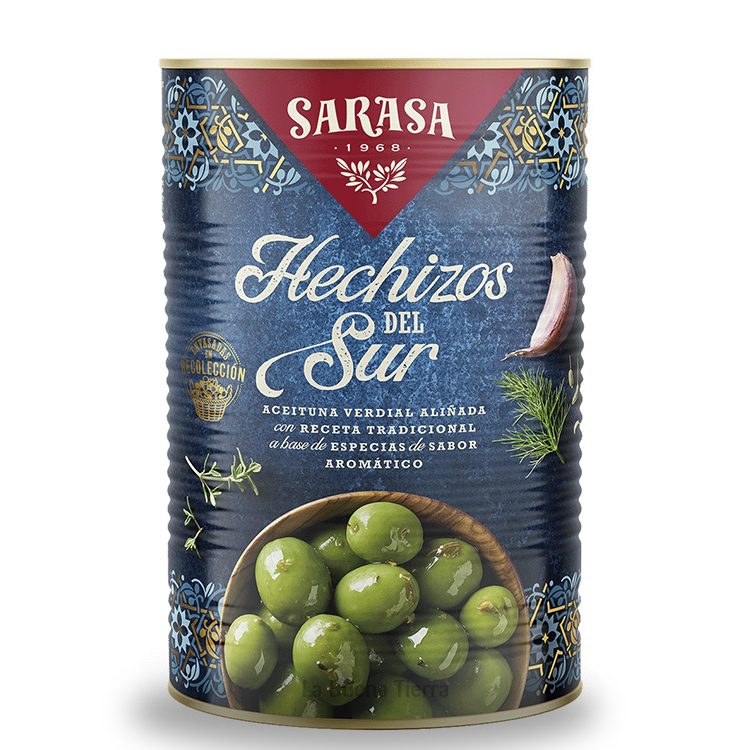  Sarasa, Groene olijven met kruiden Hechizos del Sur (met pit) 2,5 kg