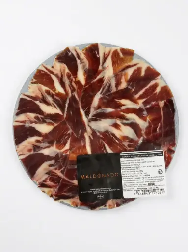 [MAL3] Maldonado, Jamón 100% Ibérico Bellota - handgesneden 80 g (op rond schaaltje)